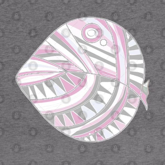 Mazipoodles New Fish Head Leaf White Gray Dusty Pink Distressed by Mazipoodles